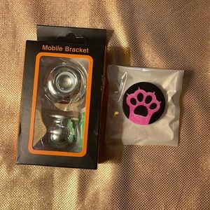 Mobile phone bracket and stick on phone holder